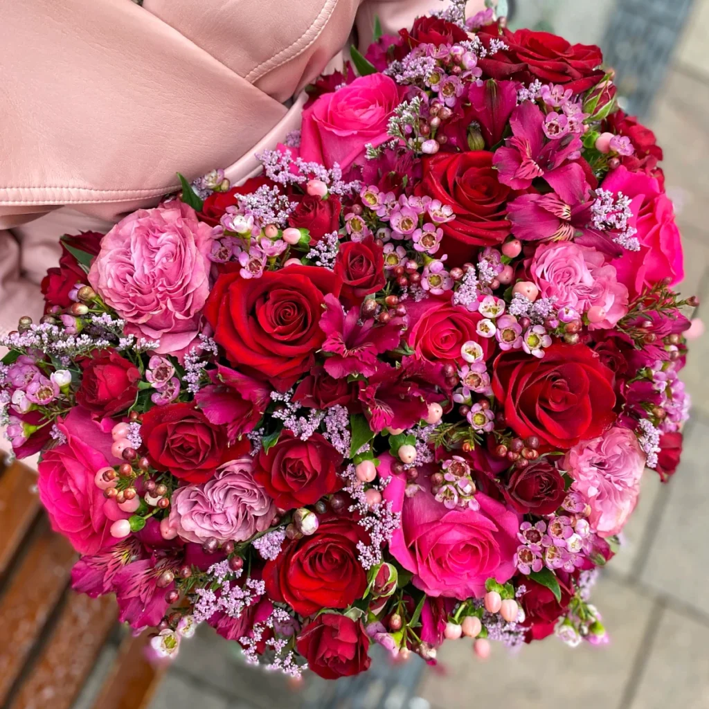 Szív alakú virágdoboz pink/piros árnyalatban, termékkép 6