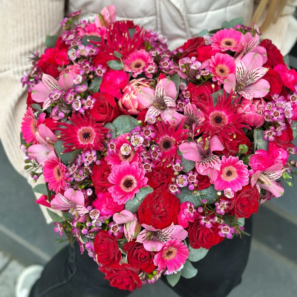 Szív alakú virágdoboz pink/piros árnyalatban, termékkép 5